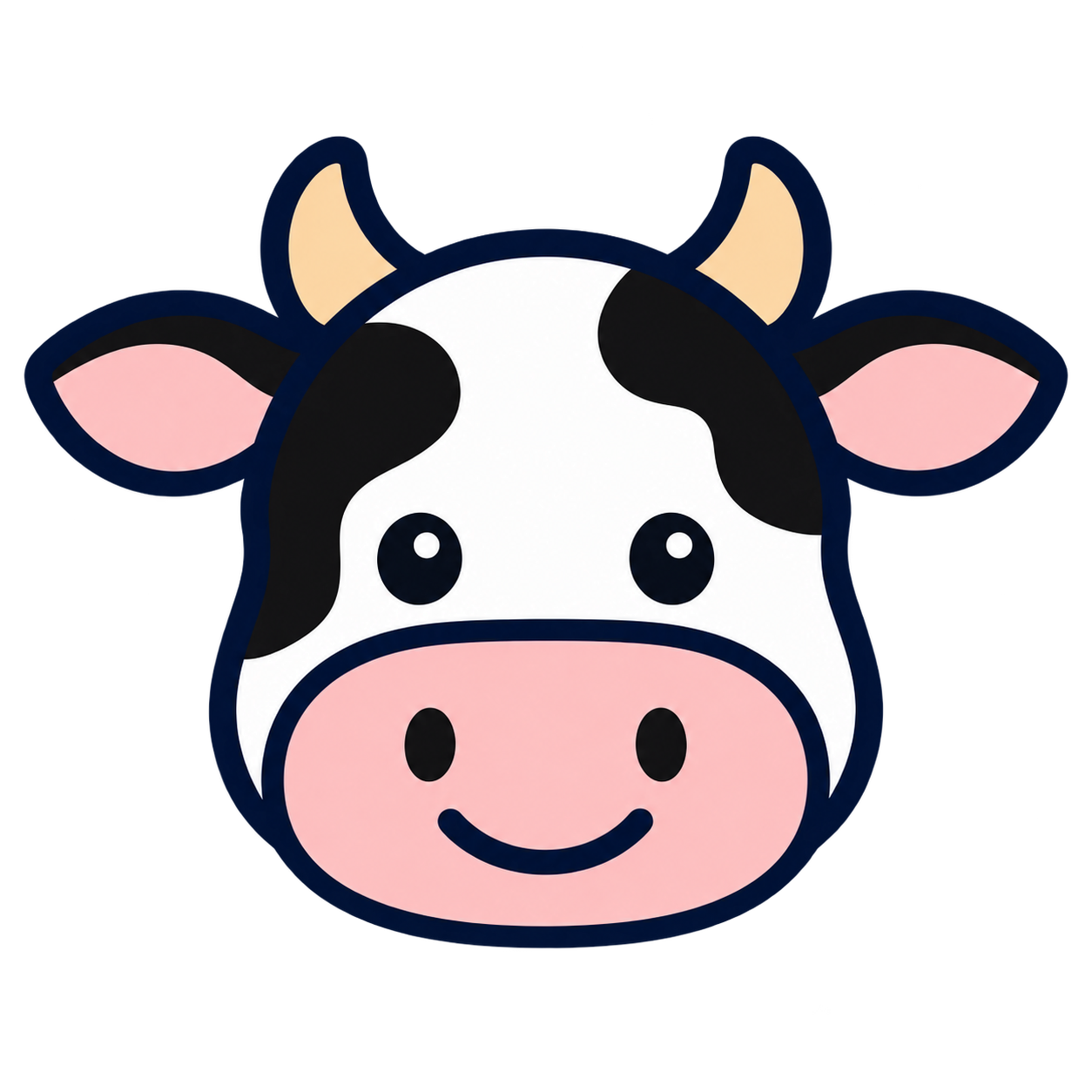 Flat friendly cow face logo